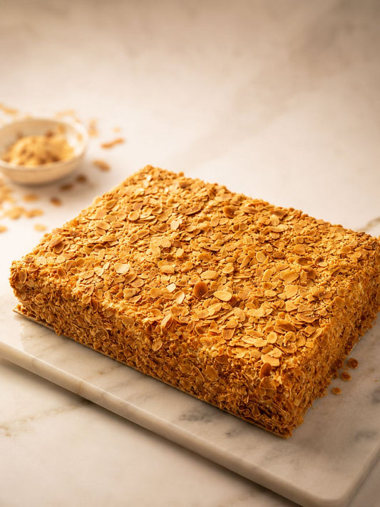 Gâteau praliné croustillant aux amandes effilées 1/4plateau